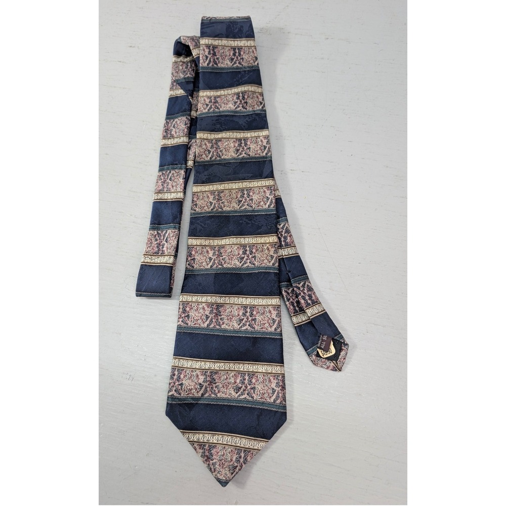 ENZO FELINI Roma Paris All‎ Silk Men's Necktie Blue Formal Designer Luxury NEW